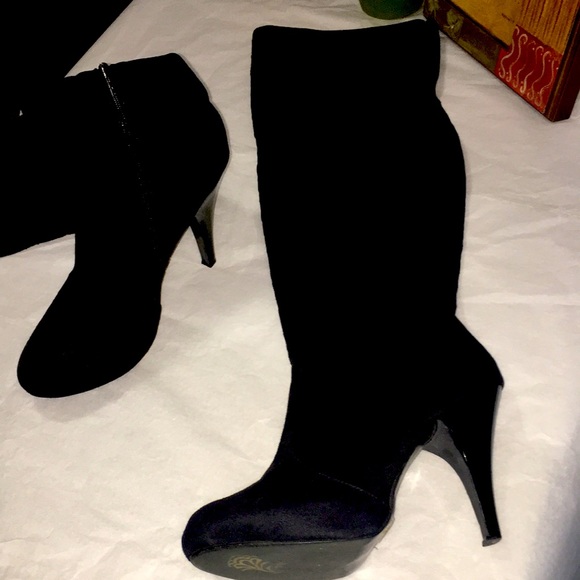 Anna Michelle Stiletto soft black almond toe zip over the knee cuff boot 29 EUC - Picture 9 of 17